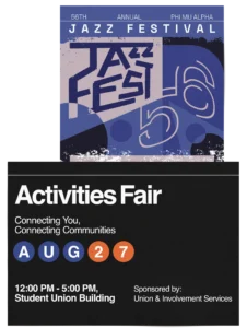 Event poster designs created for Union and Involvement Services at Truman State University